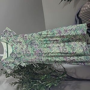 Madison Leigh Floral Smocked Midi Peasant Dress Flutter Sleeves Sz 6
